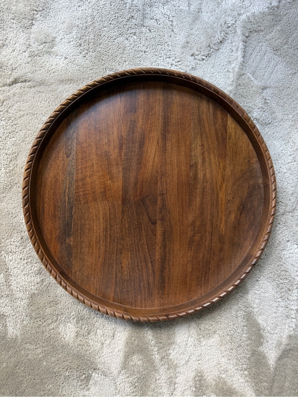 Studio McGee Braided Edge Wood Tray Dark Brown - Picture 5 of 7